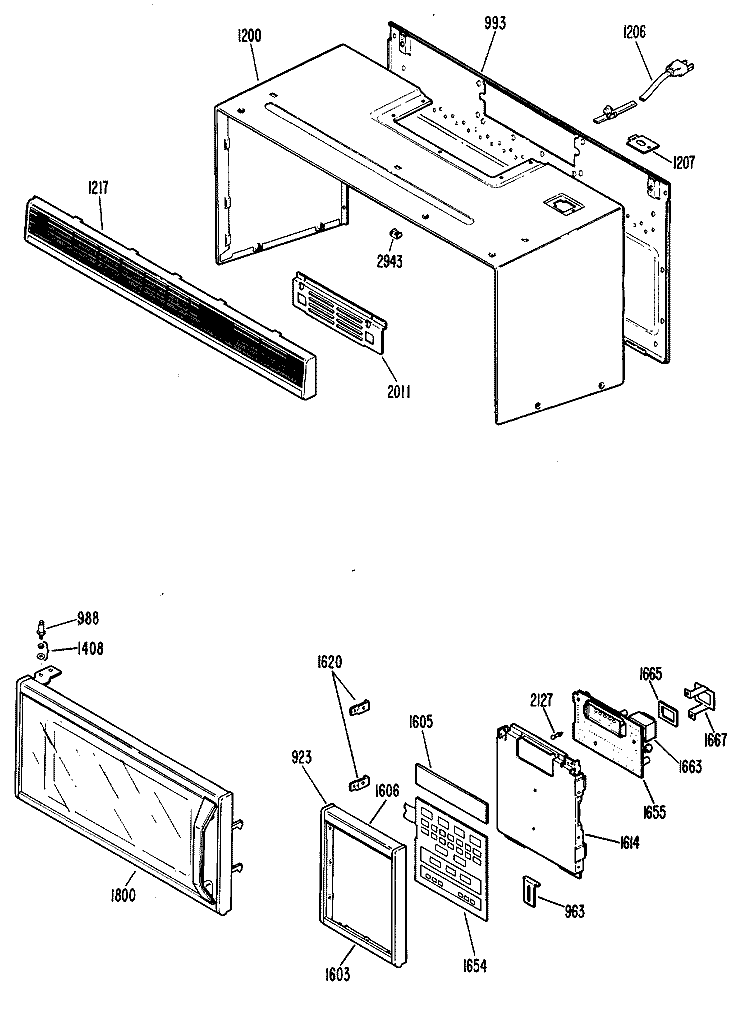 Section Diagram and Parts List for RVM122H01  Hotpoint Microwave