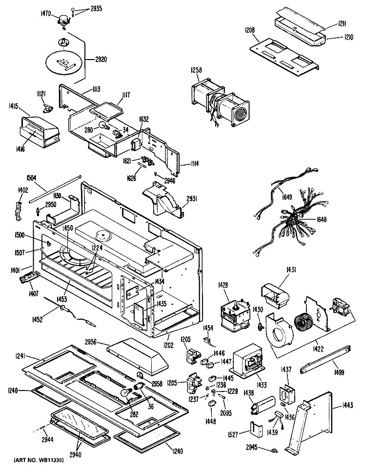 Section Diagram and Parts List for RVM122H01  Hotpoint Microwave