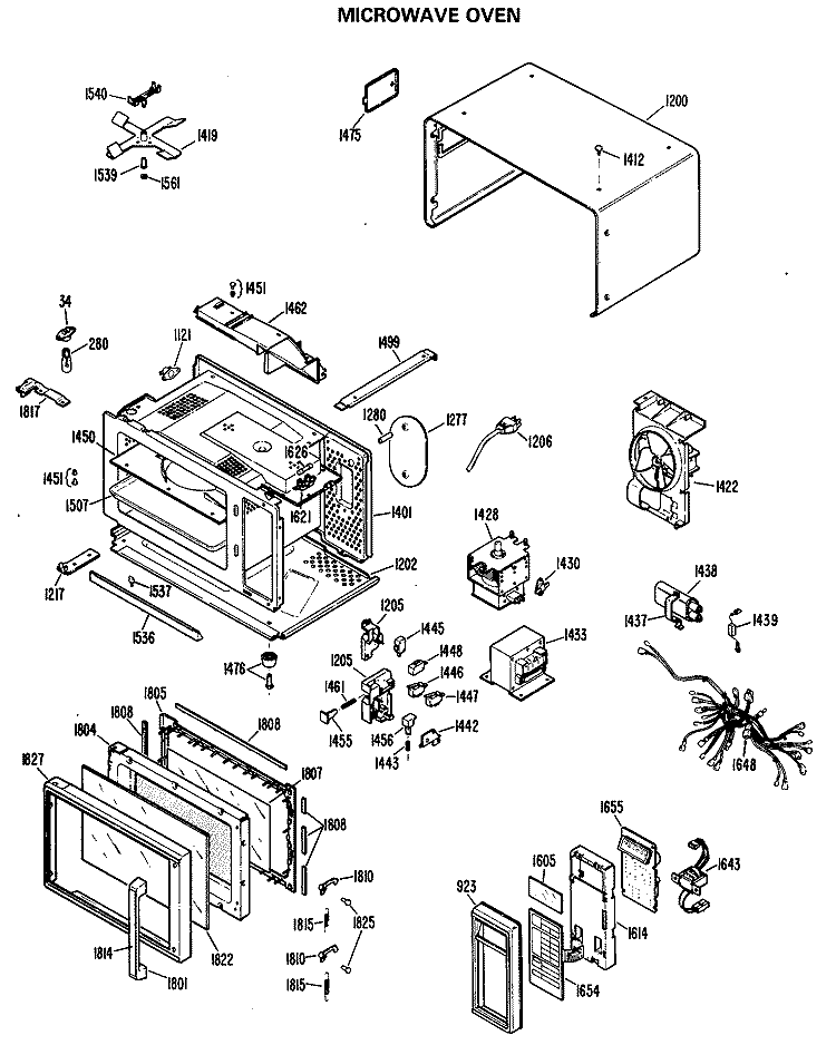 MICROWAVE OVEN Diagram and Parts List for REM4H01  Hotpoint Microwave