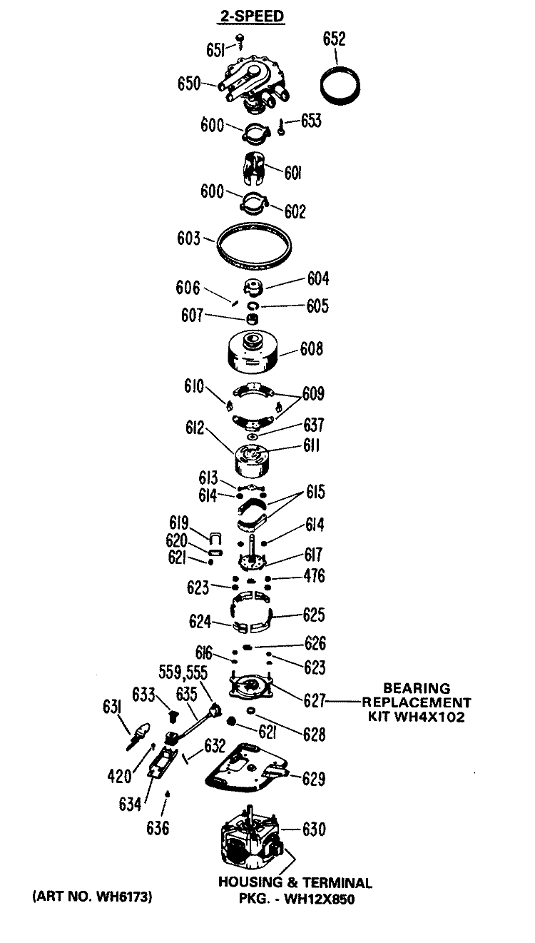 2 SPEED Diagram and Parts List for WLW3600BBL  Hotpoint Washer