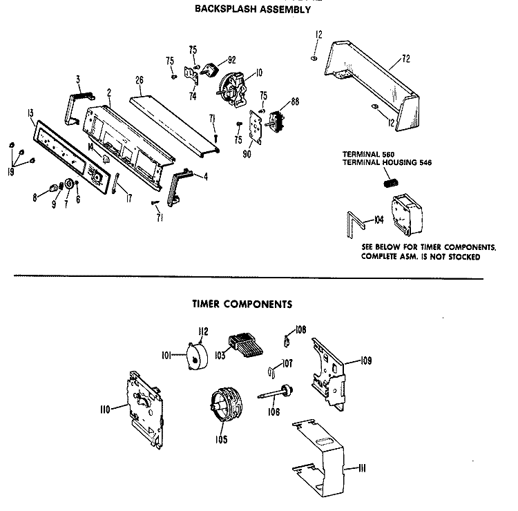 BACKSPLASH ASSEMBLY Diagram and Parts List for WLW3750BAL  Hotpoint Washer