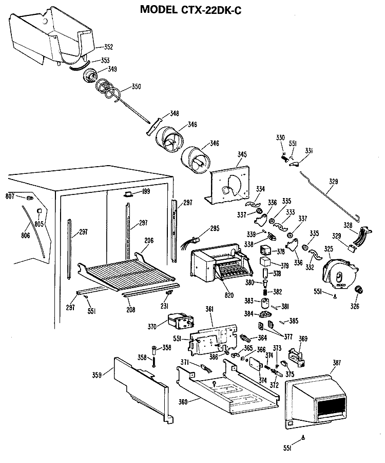 Section Diagram and Parts List for CTX22DKCL  Hotpoint Refrigerator