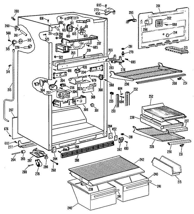 Section Diagram and Parts List for CTX21PKCR  Hotpoint Refrigerator
