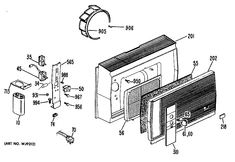 Section Diagram and Parts List for KTM05LAB1  Hotpoint Air Conditioner