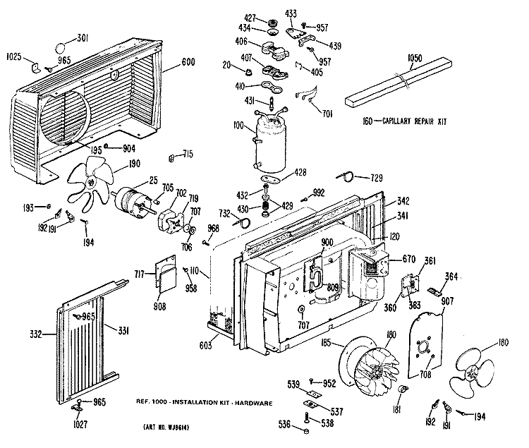 Section Diagram and Parts List for KTL04LAB2  Hotpoint Air Conditioner