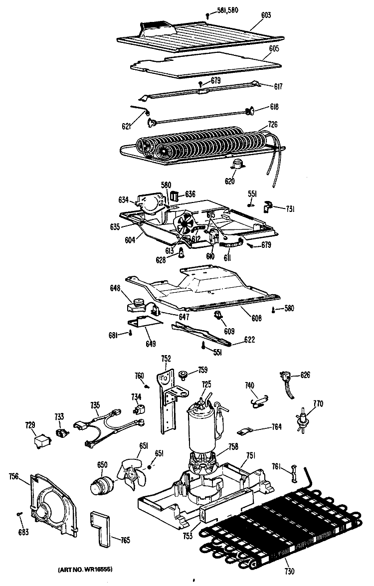 Section Diagram and Parts List for CTFP16CKCR  Hotpoint Refrigerator
