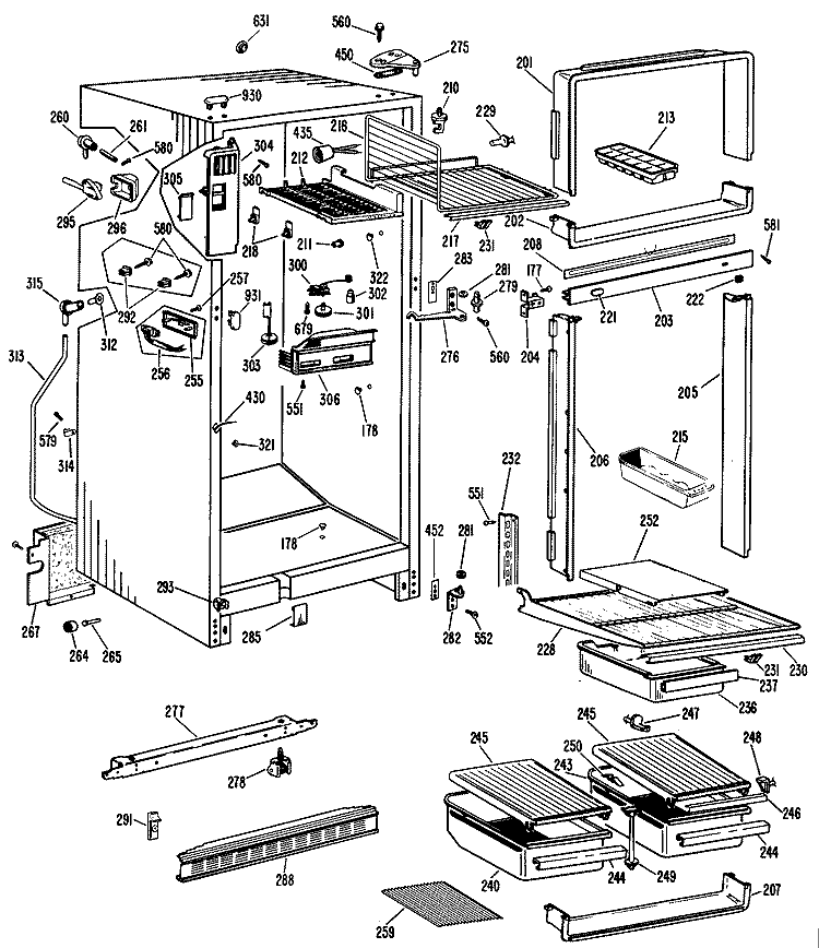 Section Diagram and Parts List for CTFP16EKC  Hotpoint Refrigerator
