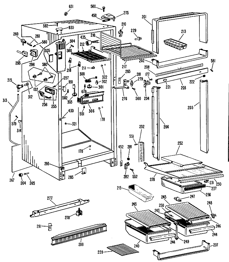 Section Diagram and Parts List for CTF14EKC  Hotpoint Refrigerator