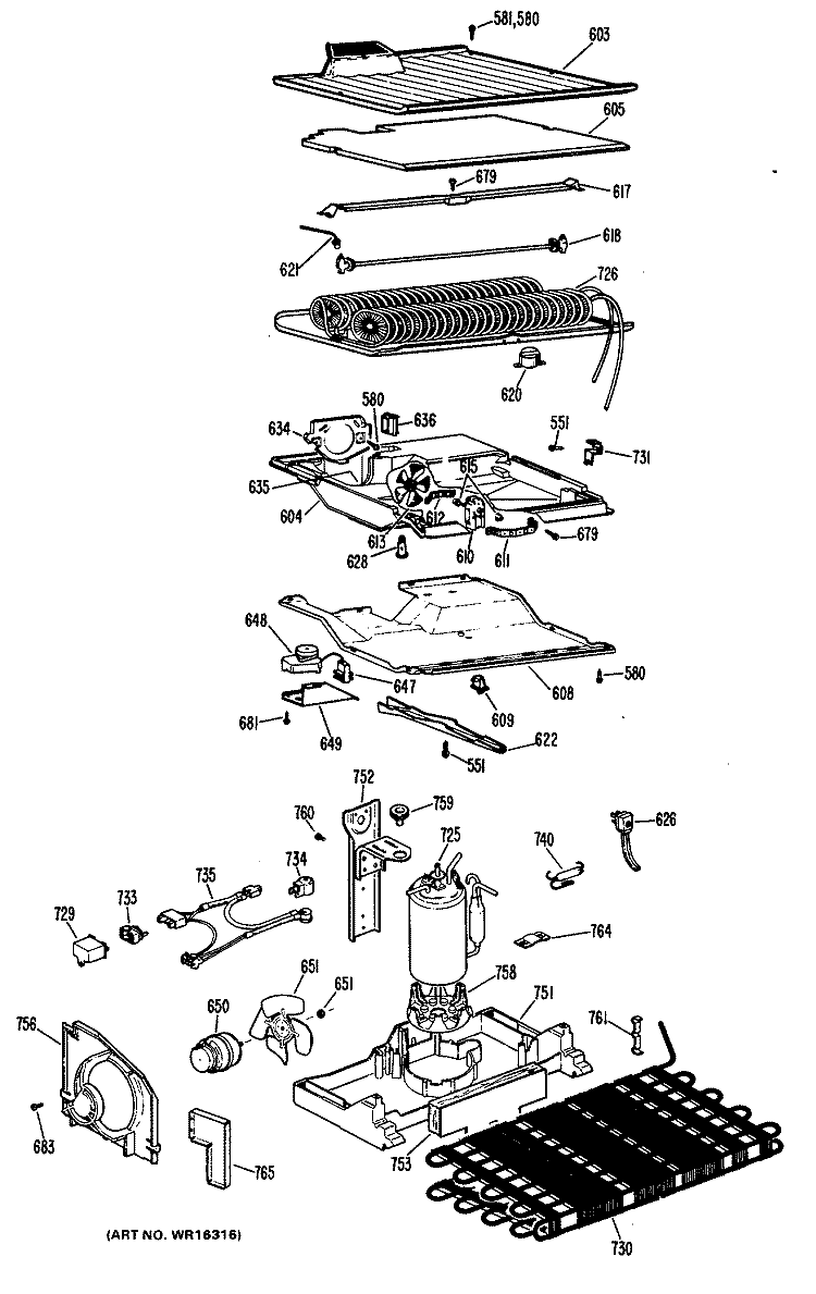 Section Diagram and Parts List for CTF14EKC  Hotpoint Refrigerator