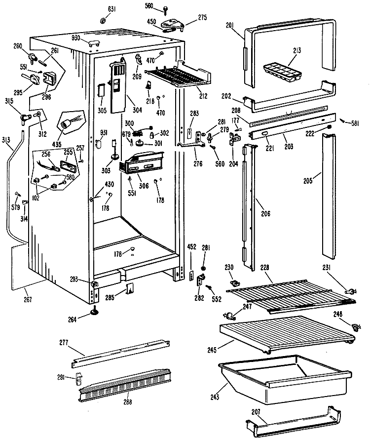 Section Diagram and Parts List for CTF16CKCR  Hotpoint Refrigerator