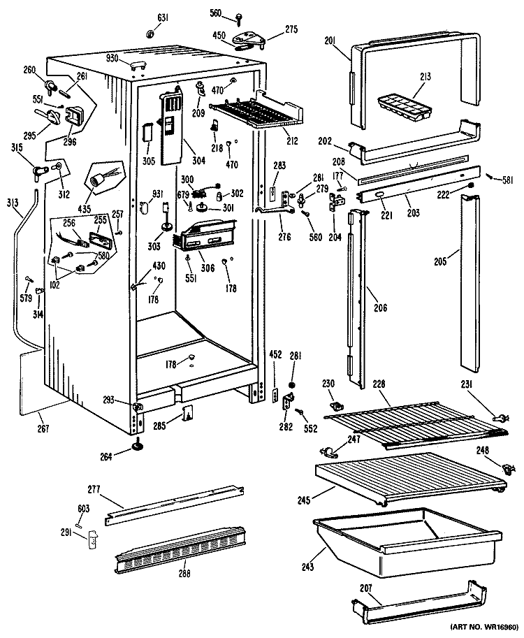 Section Diagram and Parts List for CTF16XKCR  Hotpoint Refrigerator