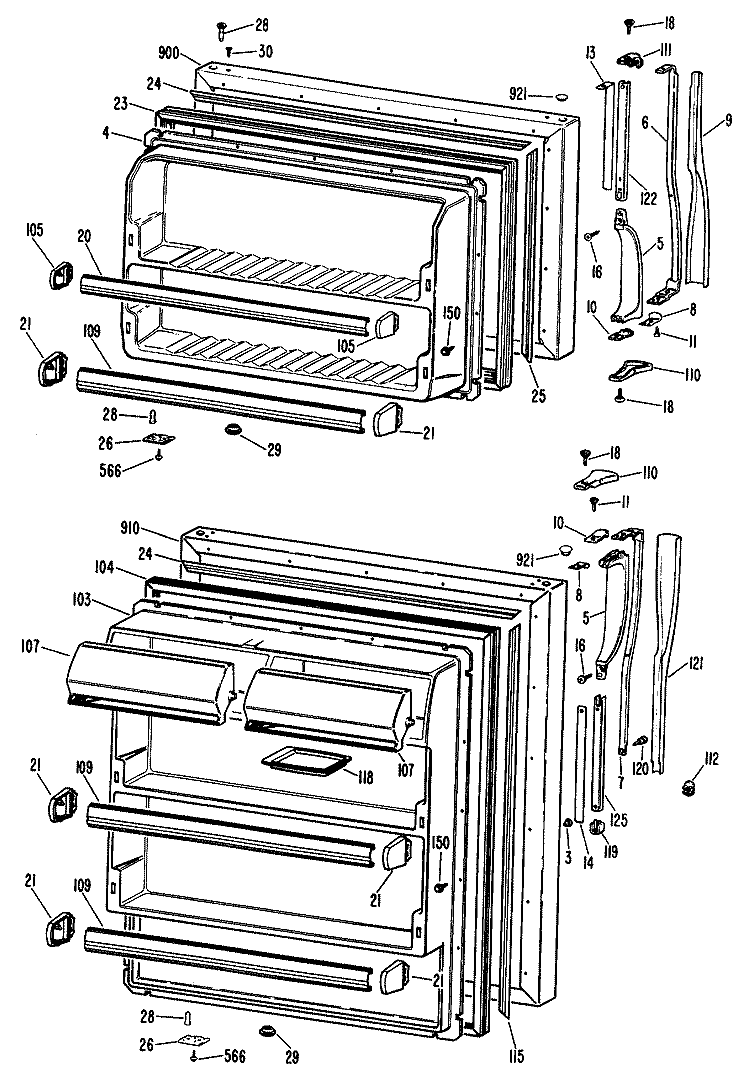 Section Diagram and Parts List for CTX21PKGR  Hotpoint Refrigerator