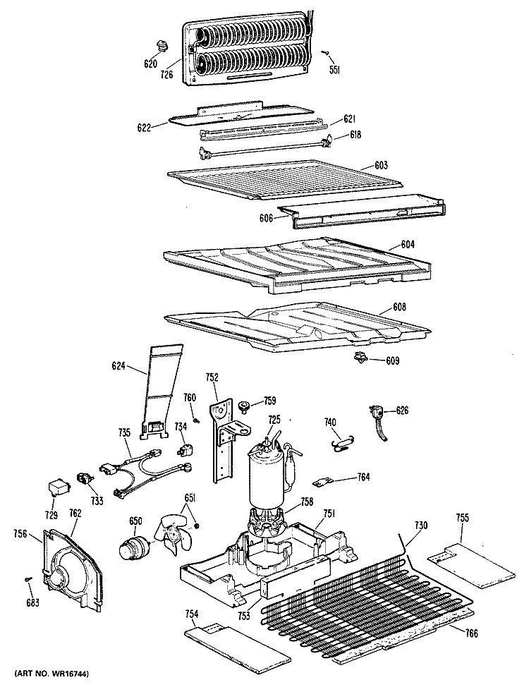 Section Diagram and Parts List for CTX22DKGL  Hotpoint Refrigerator