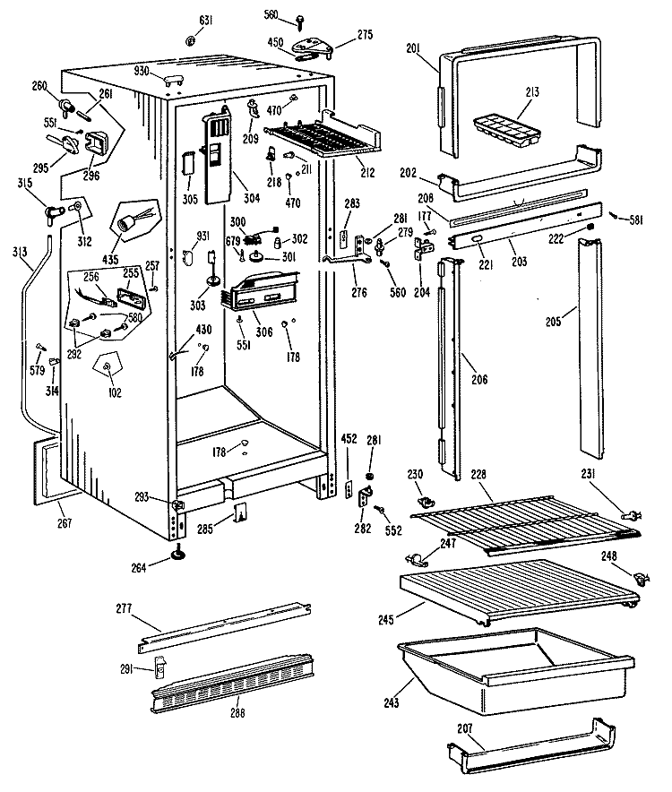 Section Diagram and Parts List for CTF14CLBR  Hotpoint Refrigerator