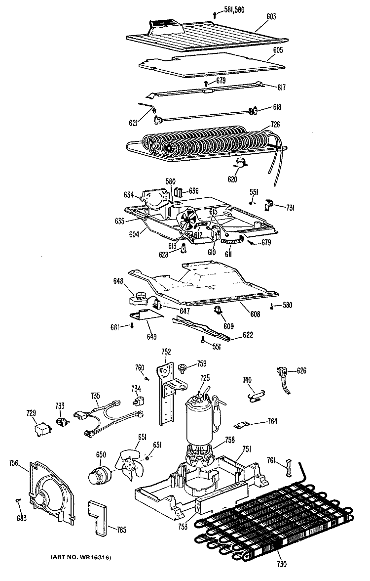 Section Diagram and Parts List for CTF14CLBR  Hotpoint Refrigerator