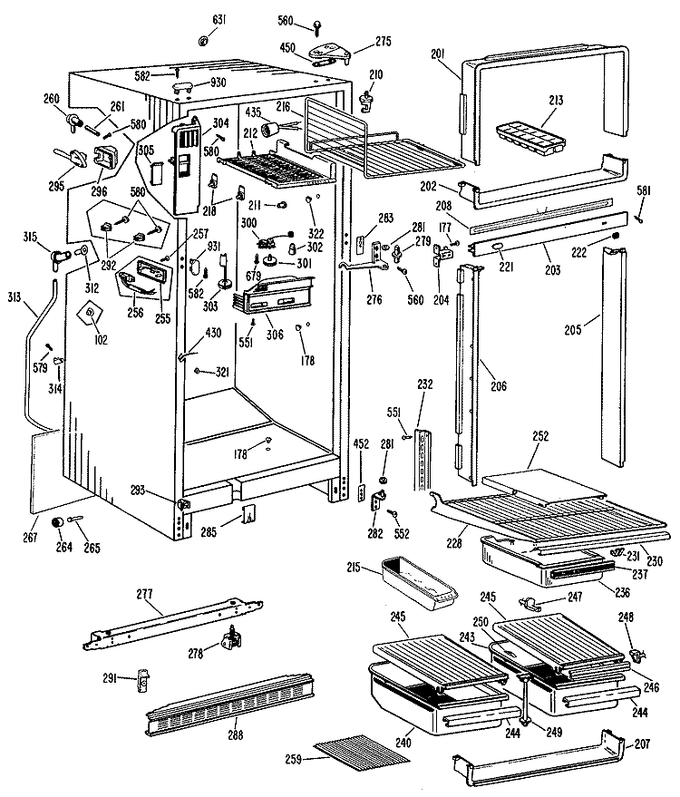 Section Diagram and Parts List for CTF14EKD  Hotpoint Refrigerator