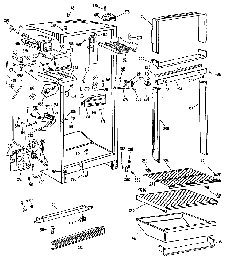 Section Diagram and Parts List for CTF16ALBL  Hotpoint Refrigerator
