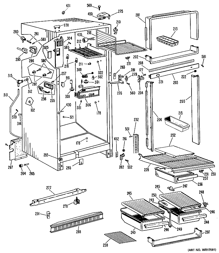 Section Diagram and Parts List for CTF16EKD  Hotpoint Refrigerator