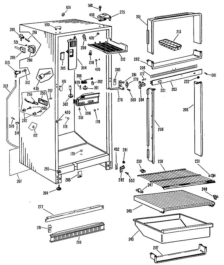 Section Diagram and Parts List for CTF16CLBL  Hotpoint Refrigerator