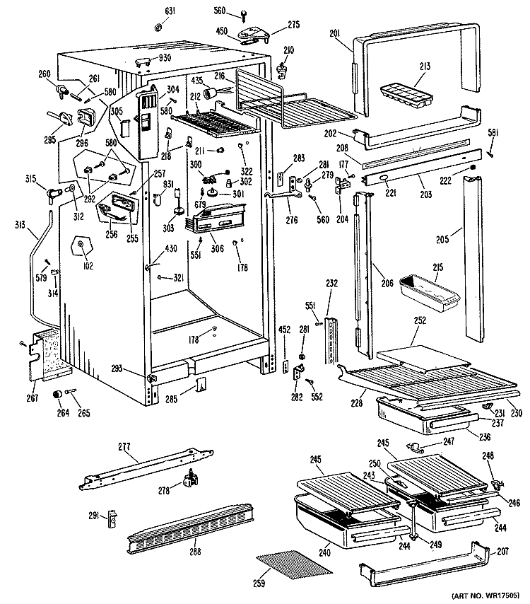 Section Diagram and Parts List for CTFP16EKD  Hotpoint Refrigerator