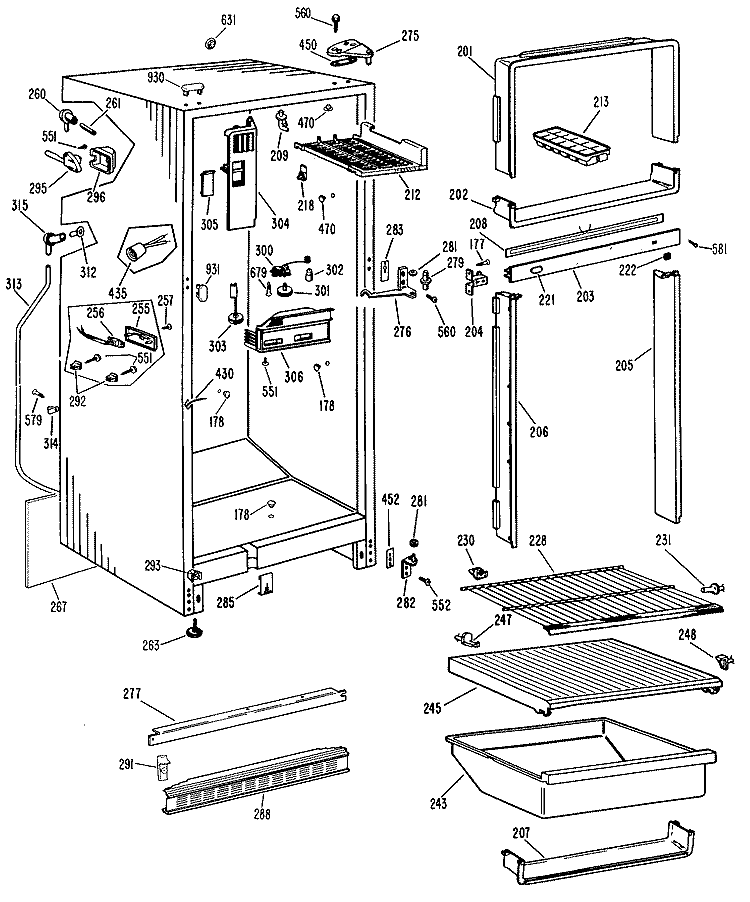 Section Diagram and Parts List for CTF16CLCR  Hotpoint Refrigerator