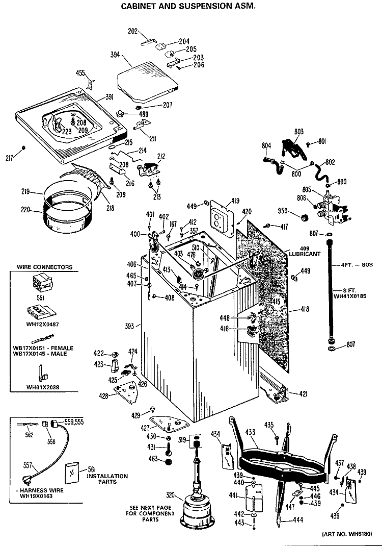 CABINET AND SUSPENSION ASM. Diagram and Parts List for WLW5900MAL  Hotpoint Washer