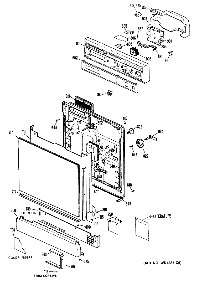 Section Diagram and Parts List for HDA110S-48WA  Hotpoint Dishwasher