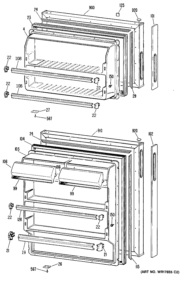 Section Diagram and Parts List for CTEY16CPKRWH  Hotpoint Refrigerator