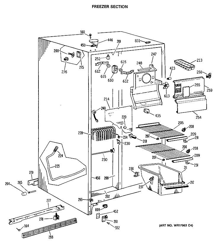 FREEZER SECTION Diagram and Parts List for CSC22GRAAD  Hotpoint Refrigerator