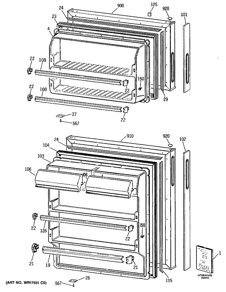 Section Diagram and Parts List for CTX16CYSFRAD  Hotpoint Refrigerator