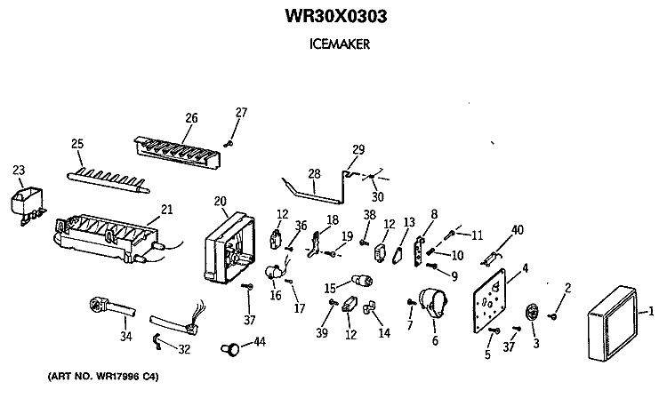 ICEMAKER Diagram and Parts List for CSK24GRTCAD  Hotpoint Refrigerator