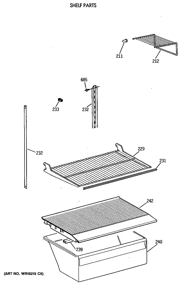 SHELF PARTS Diagram and Parts List for CTX18CIXBLWW  Hotpoint Refrigerator