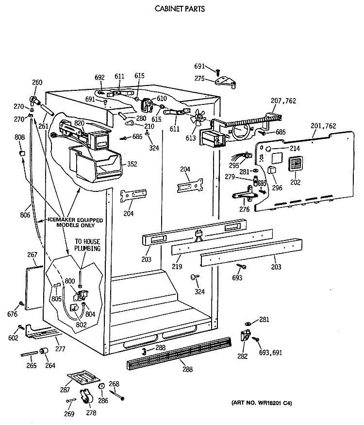 CABINET PARTS Diagram and Parts List for CTX18GAXBRAA  Hotpoint Refrigerator