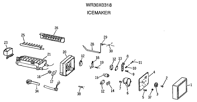ICEMAKER Diagram and Parts List for CTX18GAXBRAA  Hotpoint Refrigerator