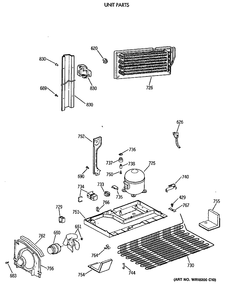 UNIT PARTS Diagram and Parts List for CTX21KAXBRWH  Hotpoint Refrigerator