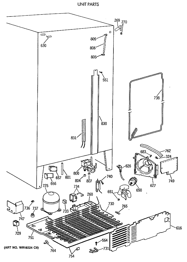UNIT PARTS Diagram and Parts List for CSK27PFXABB  Hotpoint Refrigerator