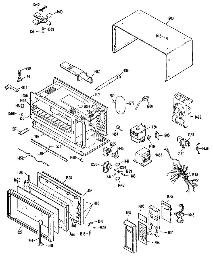 Section Diagram and Parts List for LEM085H01  General Electric Microwave