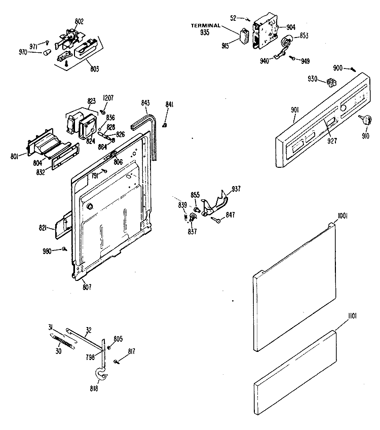 Section Diagram and Parts List for PSD460K-01  General Electric Dishwasher