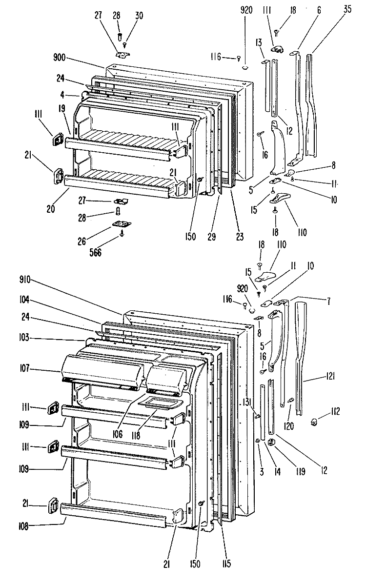 Section Diagram and Parts List for MTFP16ELB  General Electric Refrigerator