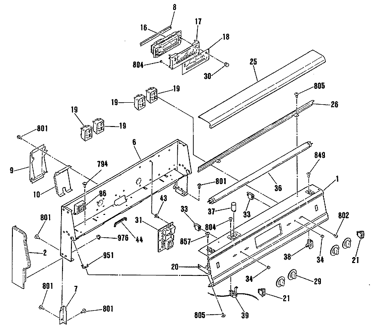 Section Diagram and Parts List for L3B345GL2  General Electric Range