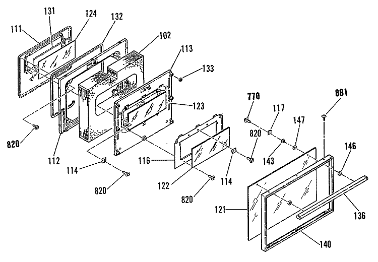 Section Diagram and Parts List for L3B345GL2  General Electric Range