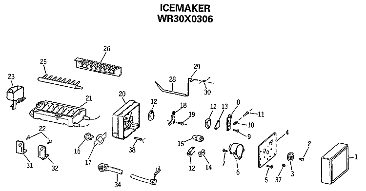 ICEMAKER Diagram and Parts List for MTX18GASQRAD  General Electric Refrigerator