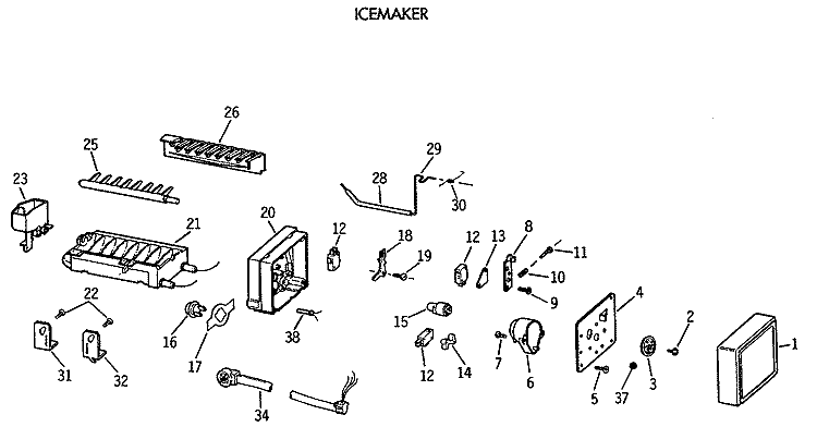 ICEMAKER Diagram and Parts List for MTX21GASSRWW  General Electric Refrigerator