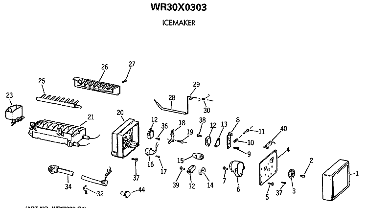 ICEMAKER Diagram and Parts List for MSG27DHTCWH  General Electric Refrigerator