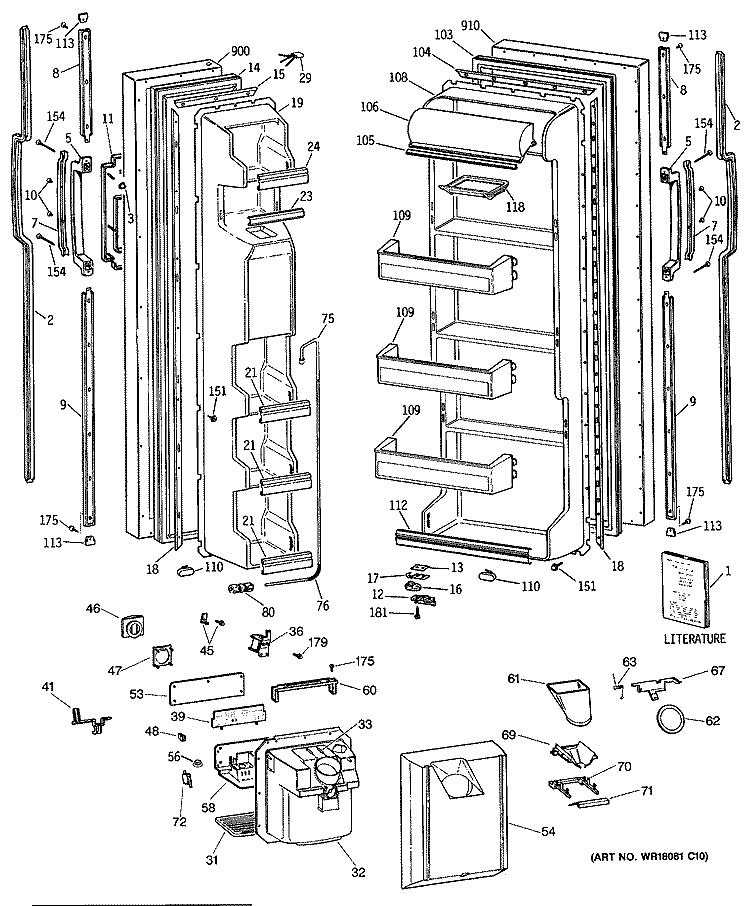 Section Diagram and Parts List for MSK22GRTCAD  General Electric Refrigerator