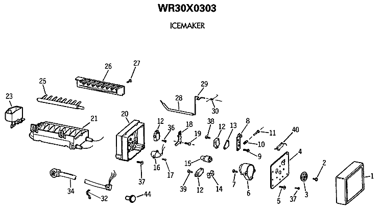 ICEMAKER Diagram and Parts List for MSK22GRTCAD  General Electric Refrigerator