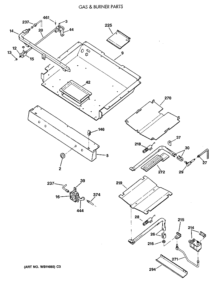 GAS & BURNER PARTS Diagram and Parts List for LGB600GET3BC  General Electric Range