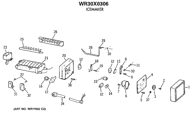 ICEMAKER Diagram and Parts List for MTX18GISWRWH  General Electric Refrigerator