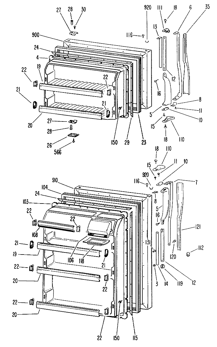 Section Diagram and Parts List for MTFP14ELB  General Electric Refrigerator