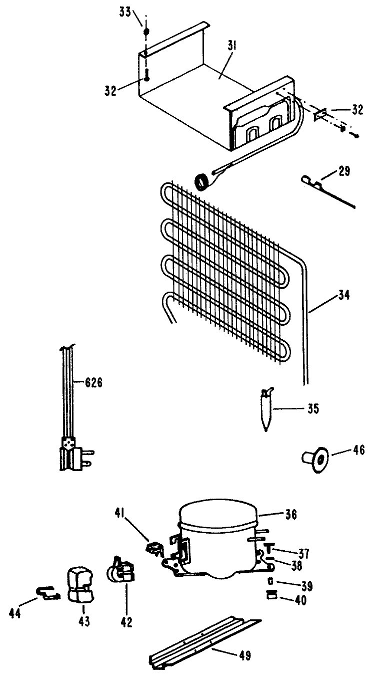 Section Diagram and Parts List for SC4SSB  General Electric Refrigerator